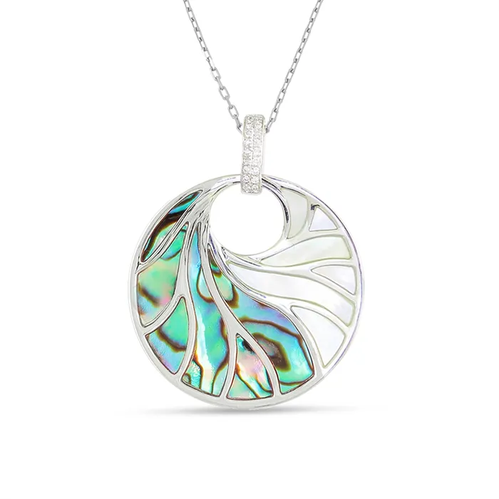 Necklaces Frederic Sage Frederic Sage 14K White Gold Abalone and MOP Venus Pendant Necklace Necklaces Frederic Sage Frederic Sage 14K White Gold Abalone and MOP Venus Pendant Necklace