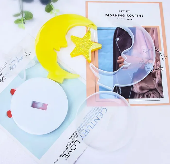 Necklaces IntoResin Heart Moon Dolphin Photo Frame Resin Molds