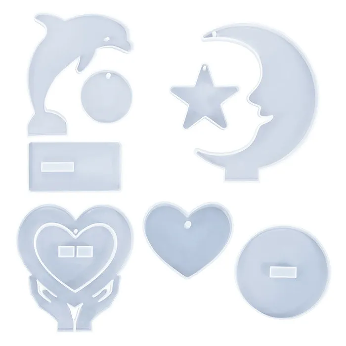 Necklaces IntoResin Heart Moon Dolphin Photo Frame Resin Molds