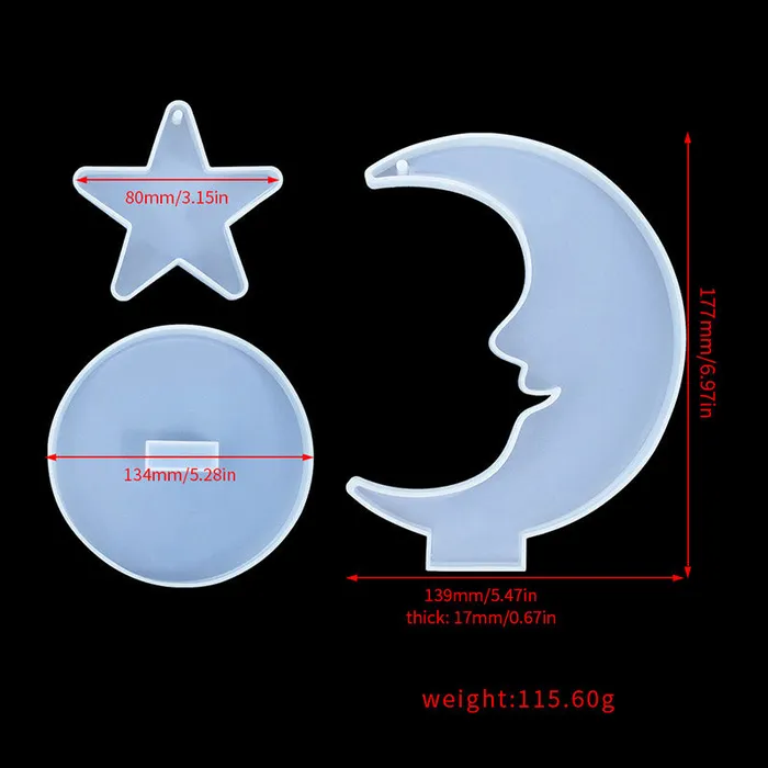 Necklaces IntoResin Heart Moon Dolphin Photo Frame Resin Molds