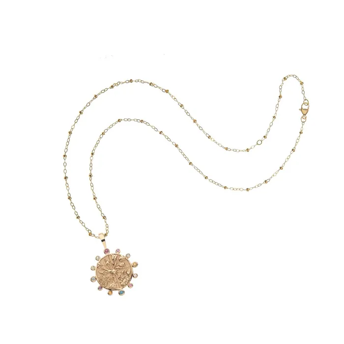 Necklaces Jane Win Jane Win HOPE Petite Embellished Coin Pendant Necklace