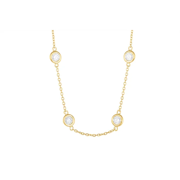 Necklaces Meierotto Jewelers 14K Yellow Gold Diamond Station Necklace 18 inch 350CT Necklaces Meierotto Jewelers 14K Yellow Gold Diamond Station Necklace 18 inch 350CT