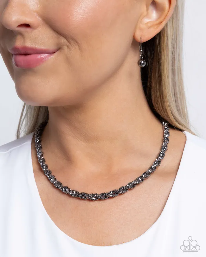 Necklaces Paparazzi Jewelry Paparazzi Necklace Edgy Etching Black