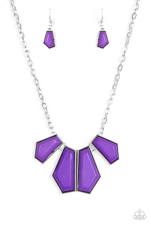 Necklaces Paparazzi Jewelry Paparazzi Necklace Get Up and GEO Purple