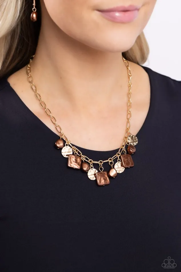 Necklaces Paparazzi Jewelry Paparazzi Necklace Sophisticated Squared Brown