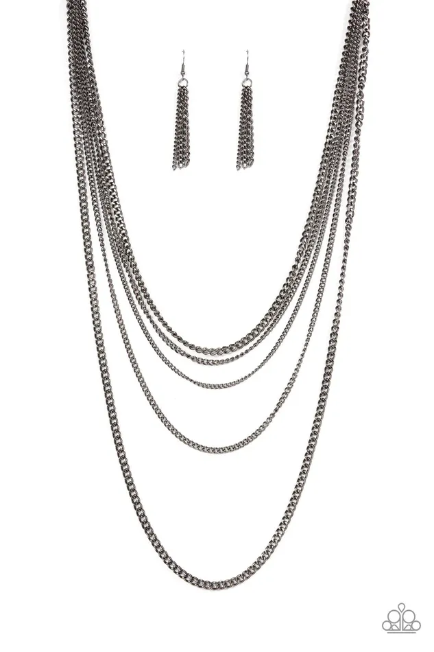 Necklaces Paparazzi Jewelry Paparazzi Necklace Top of the Food Chain Black