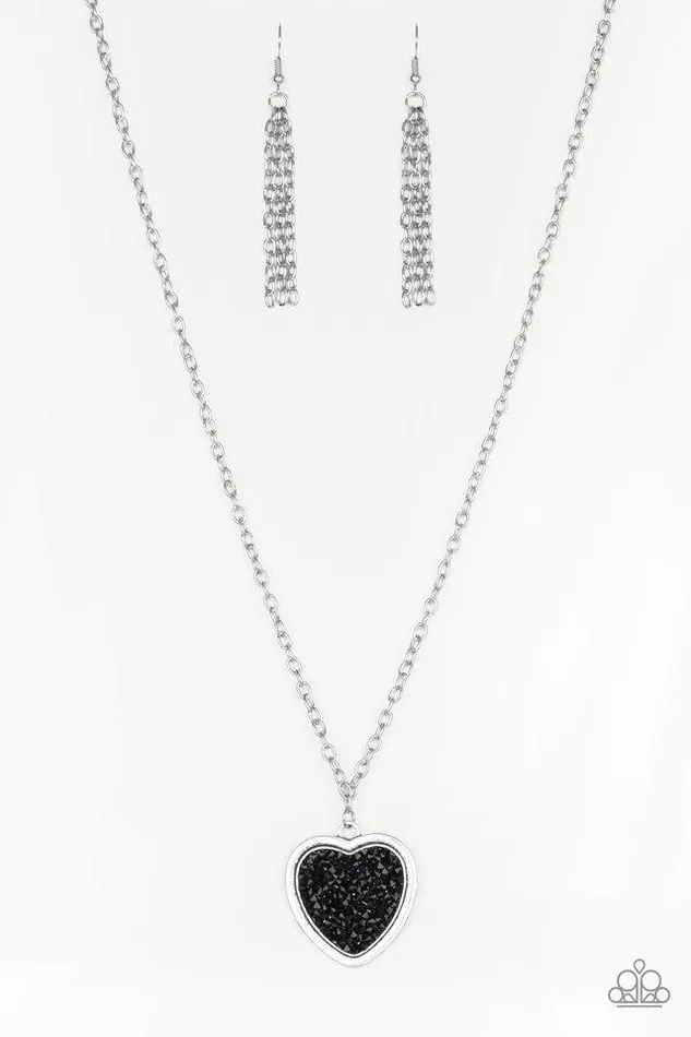 Necklaces Paparazzi Necklace Heart of SPARKLE Black Paparazzi Jewelry