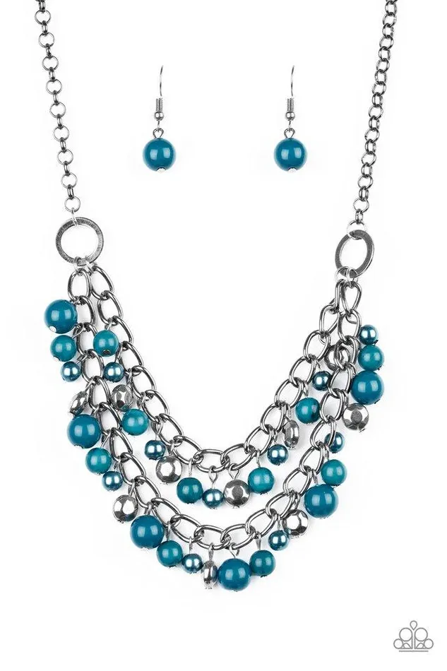 Necklaces Paparazzi Necklace Watch Me Now Blue Paparazzi Jewelry