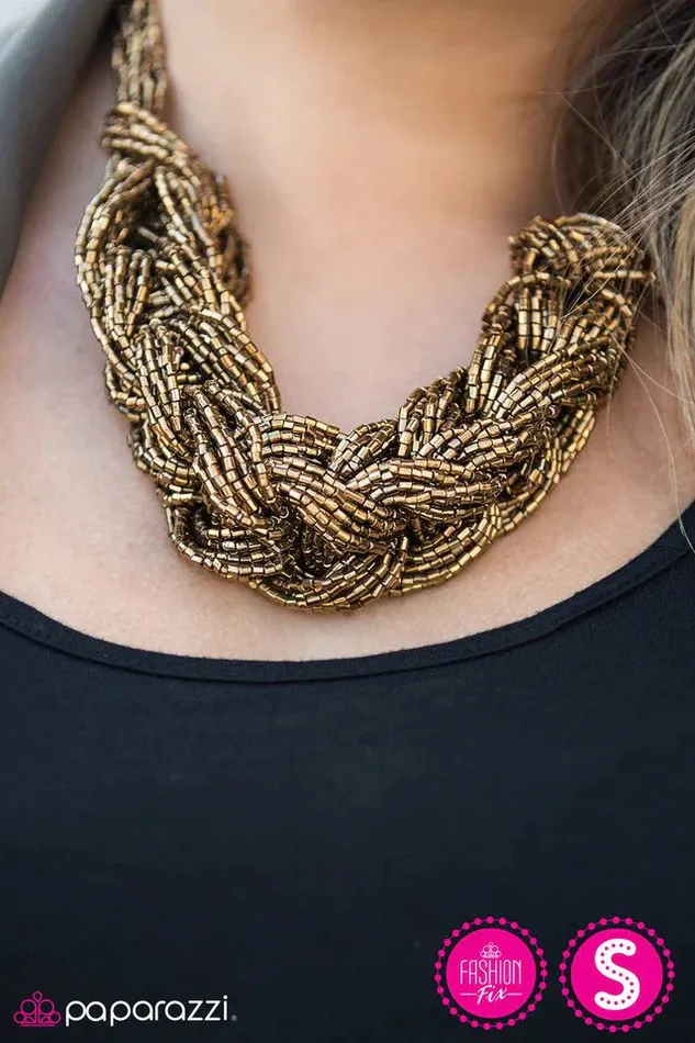 Necklaces Paparazzi Necklace WRAP Battle Brass Paparazzi Jewelry