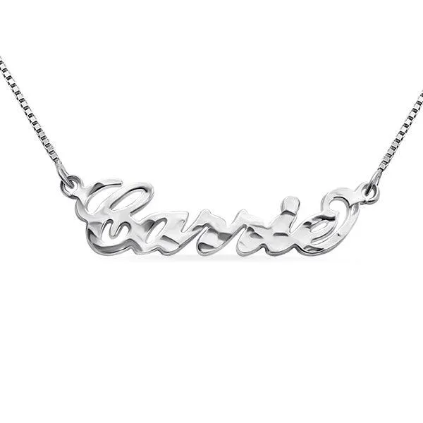 Necklaces Personalized Hammered Name Necklace Pure Silver Belbren