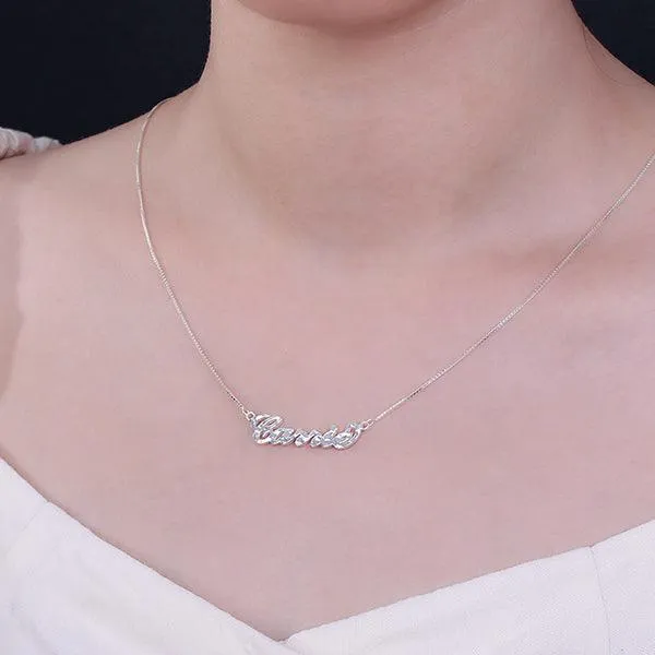 Necklaces Personalized Hammered Name Necklace Pure Silver Belbren