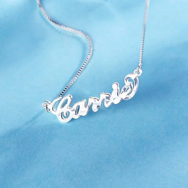 Necklaces Personalized Hammered Name Necklace Pure Silver Belbren