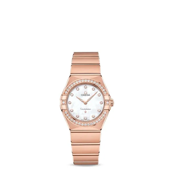Omega Bracelets Omega Constellation 28mm Watch Ref 13155286055001 White Mother of Pearl Diamond Index Dial Diamond Bezel 18K Rose Gold Bracelet Omega Bracelets Omega Constellation 28mm Watch Ref 13155286055001 White Mother of Pearl Diamond Index Dial Diamond Bezel 18K Rose Gold Bracelet