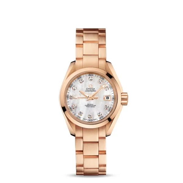 Omega Bracelets Omega Seamaster 30mm Watch Ref 23150302055001 White Mother of Pearl Diamond Index Dial 18K Rose Gold Bracelet Omega Bracelets Omega Seamaster 30mm Watch Ref 23150302055001 White Mother of Pearl Diamond Index Dial 18K Rose Gold Bracelet