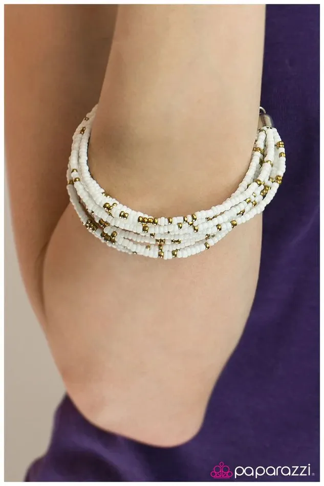 Paparazzi Bracelet Off The BEADen Path White Paparazzi Jewelry Bracelets
