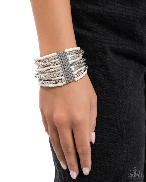 Paparazzi Bracelet Spirited Stack White Paparazzi Jewelry Bracelets