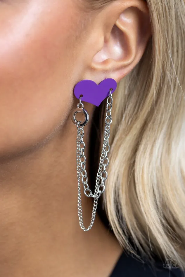 Paparazzi Earring Altered Affection Purple Paparazzi Jewelry Earrings