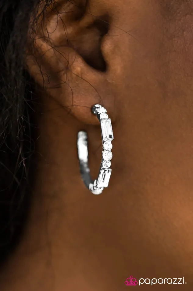 Paparazzi Earring BLING On The Night White Paparazzi Jewelry Earrings
