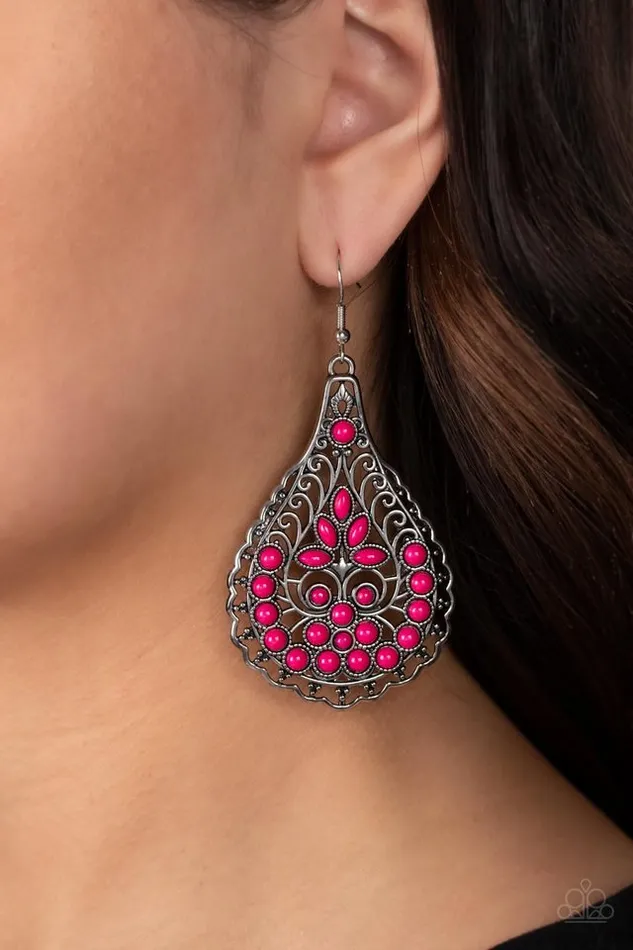 Paparazzi Earring Botanical Beauty Pink Paparazzi Jewelry Earrings