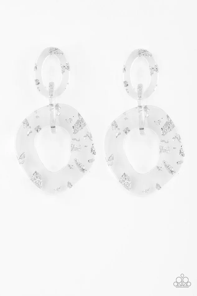 Paparazzi Earring Confetti Congo White Paparazzi Jewelry Earrings