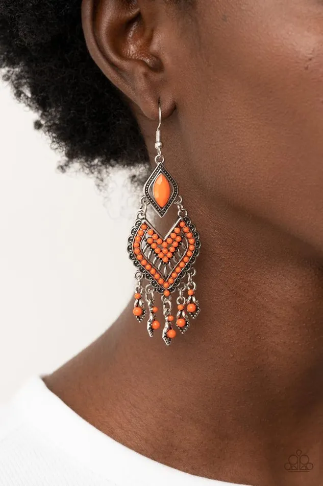 Paparazzi Earring Dearly Debonair Orange Paparazzi Jewelry Earrings