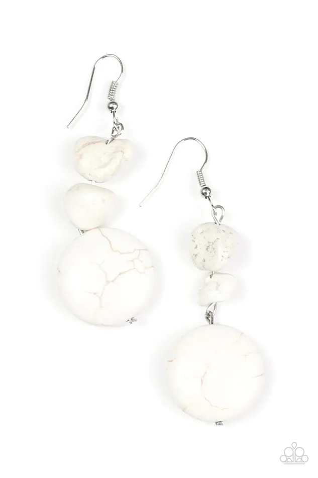 Paparazzi Earring Fabulously Flintstone White Paparazzi Jewelry Earrings