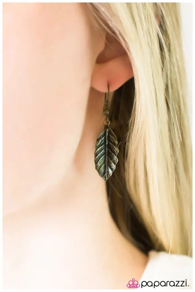 Paparazzi Earring Flight Plan Brass Paparazzi Jewelry Earrings