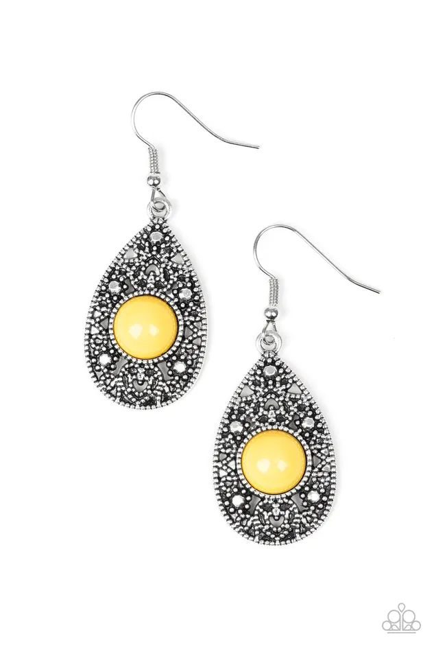 Paparazzi Earring From POP To Bottom Yellow Paparazzi Jewelry Earrings