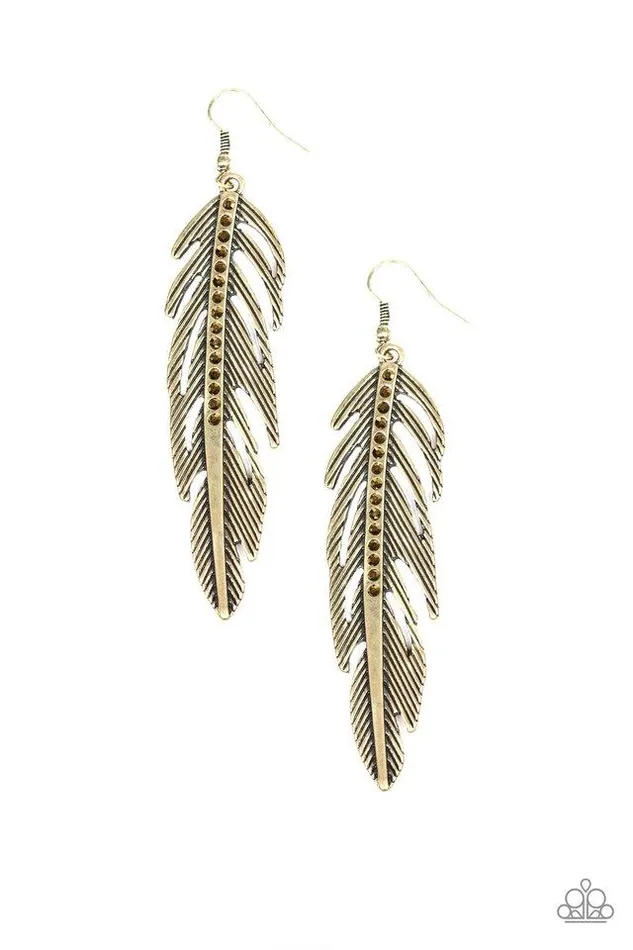 Paparazzi Earring Give Me A ROOST Brass Paparazzi Jewelry Earrings