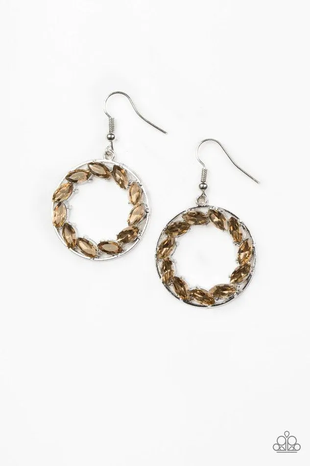 Paparazzi Earring Global Glow Brown Paparazzi Jewelry Earrings