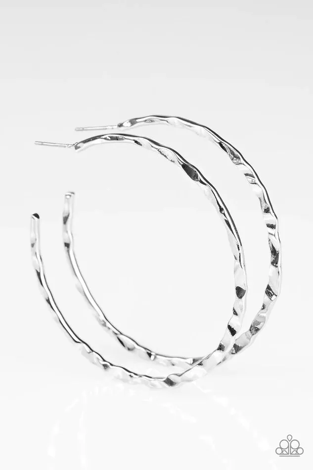 Paparazzi Earring Hammer It Out Silver Paparazzi Jewelry Earrings