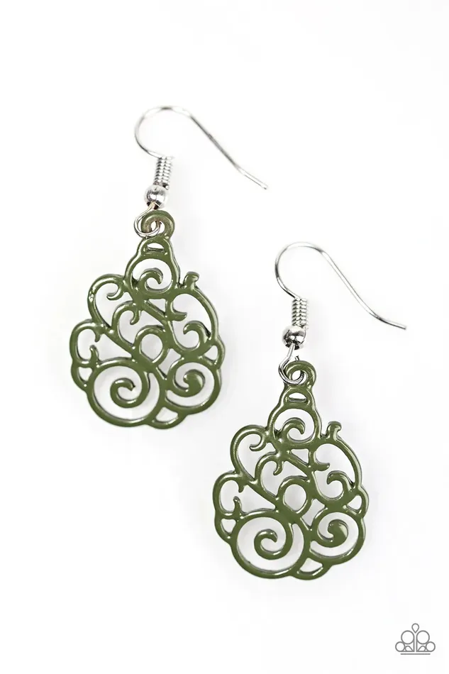 Paparazzi Earring Happy DAZE Green Paparazzi Jewelry Earrings