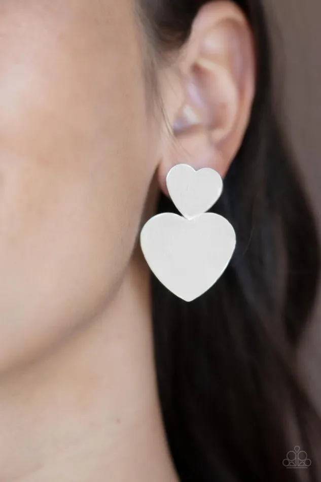 Paparazzi Earring HeartRacing Refinement Silver Paparazzi Jewelry Earrings