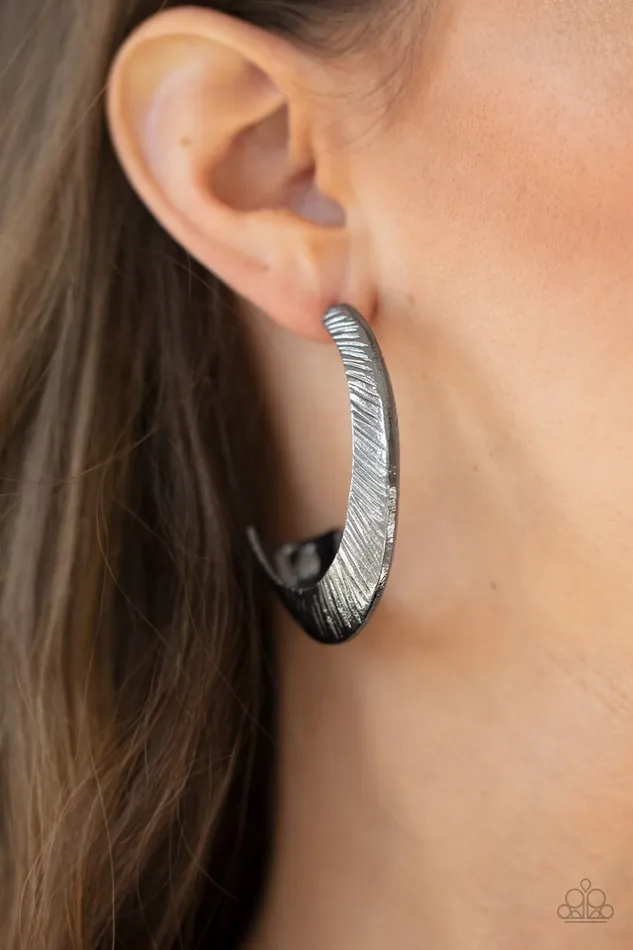 Paparazzi Earring I Double FLARE You Black Paparazzi Jewelry Earrings