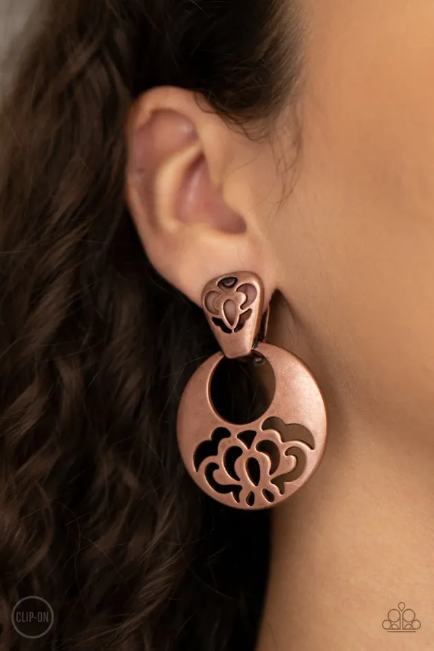 Paparazzi Earring Industrial Eden Copper Paparazzi Jewelry Earrings