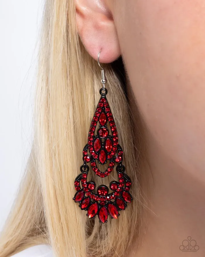 Paparazzi Earring Opera Stage Red Paparazzi Jewelry Earrings