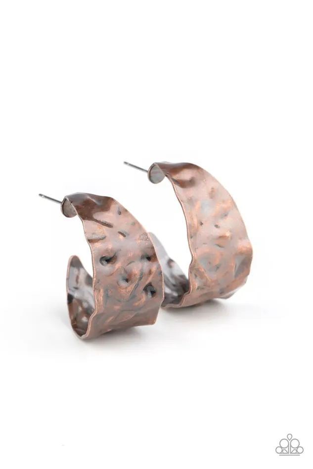 Paparazzi Earring Put Your Best Face Forward Copper Paparazzi Jewelry Earrings