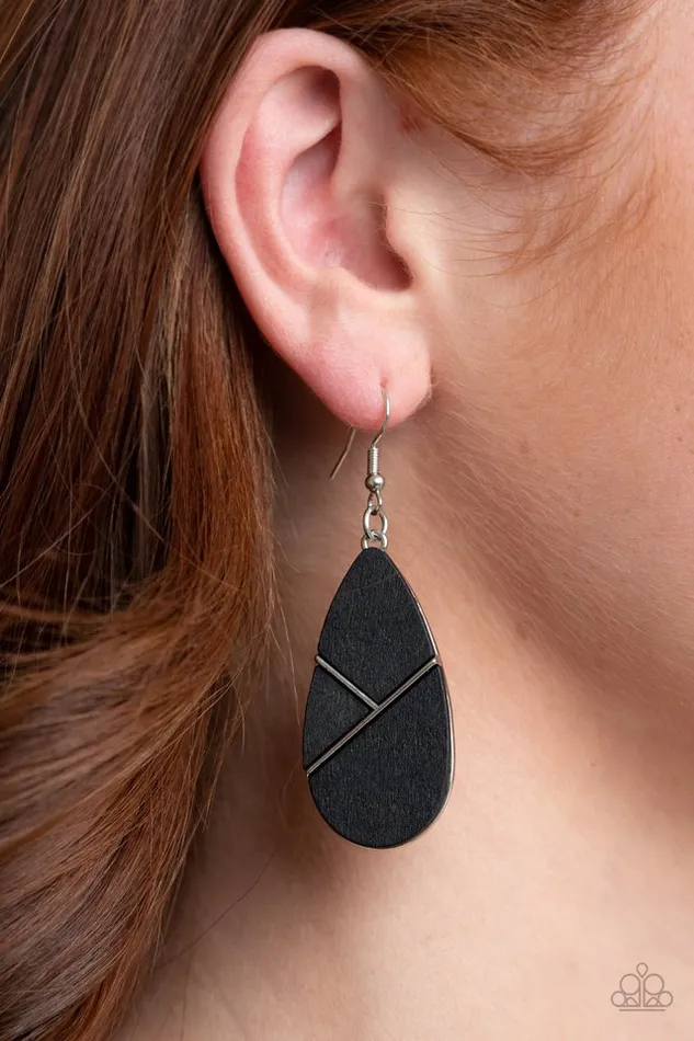 Paparazzi Earring Sequoia Forest Black Paparazzi Jewelry Earrings