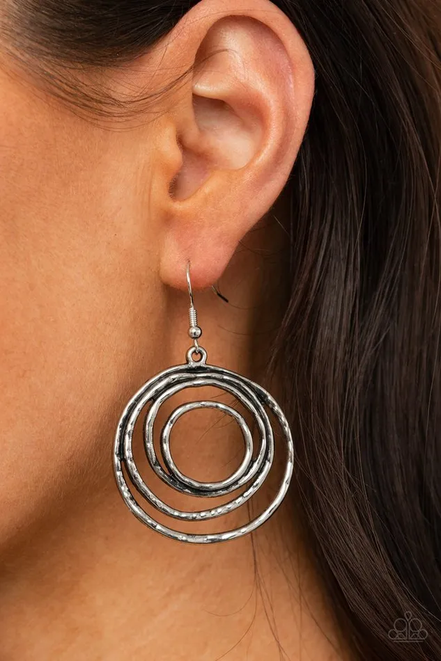 Paparazzi Earring Spiraling Out of Control Silver Paparazzi Jewelry Earrings