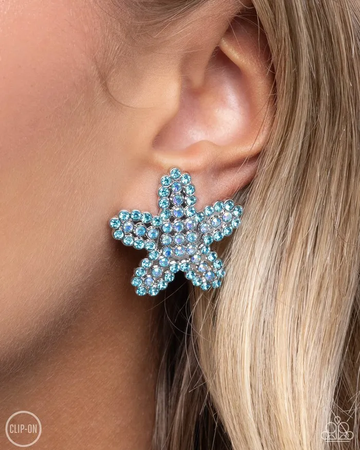Paparazzi Earring Starfish Serenade Blue Paparazzi Jewelry Earrings