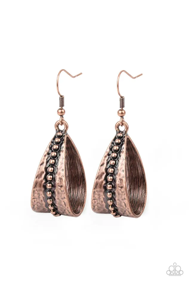 Paparazzi Earring STIRRUP Some Trouble Copper Paparazzi Jewelry Earrings