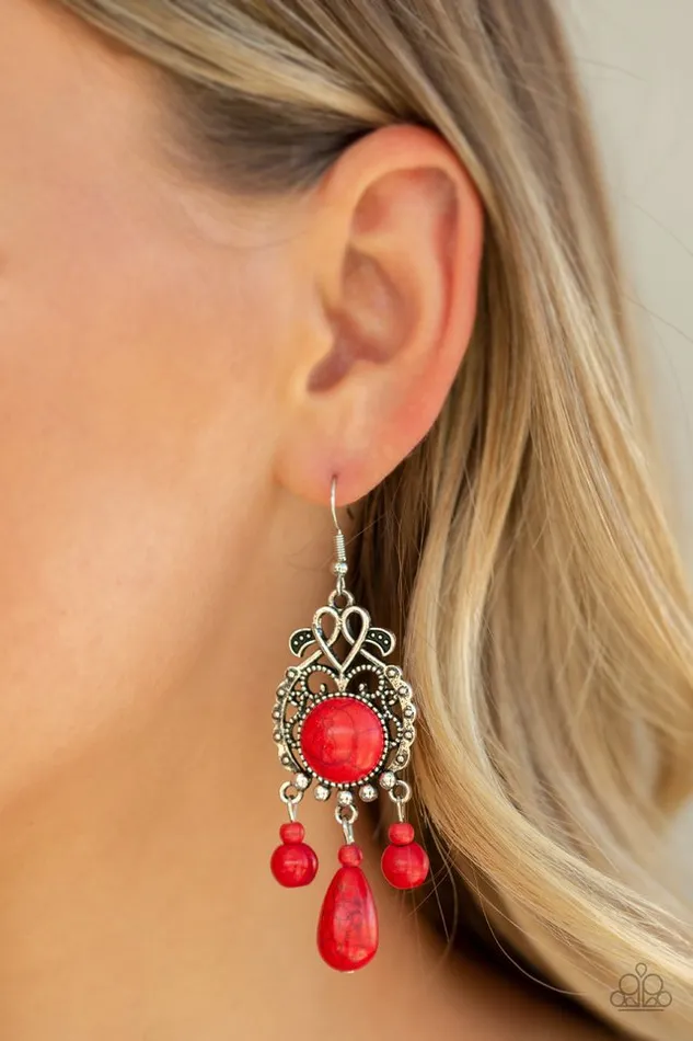Paparazzi Earring Stone Bliss Red Paparazzi Jewelry Earrings