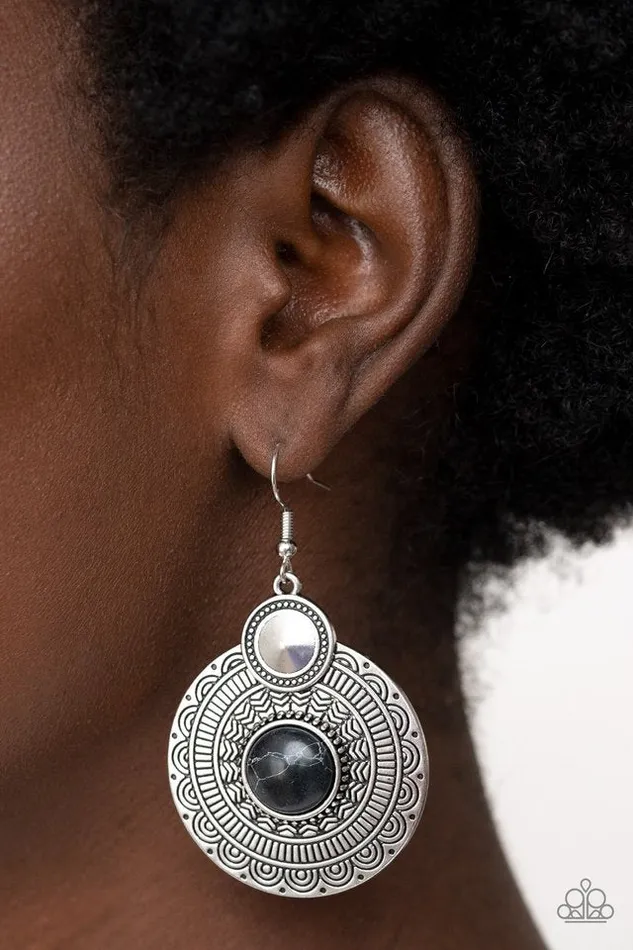 Paparazzi Earring Terra Throwdown Black Paparazzi Jewelry Earrings