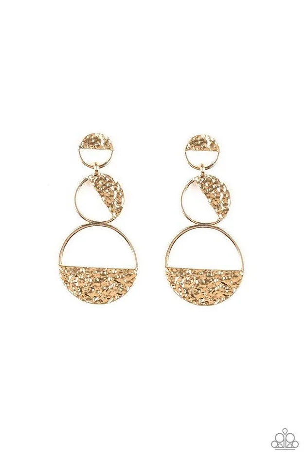 Paparazzi Earring Triple Trifecta Gold Paparazzi Jewelry Earrings