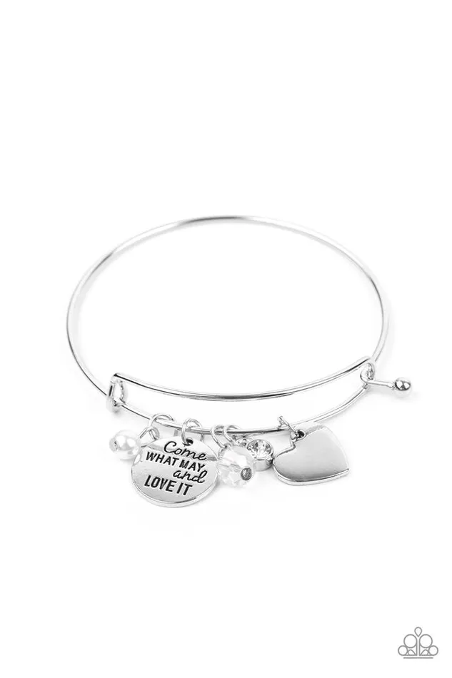 Paparazzi Jewelry Bracelets Paparazzi Bracelet Come What May and Love It White Paparazzi Jewelry Bracelets Paparazzi Bracelet Come What May and Love It White