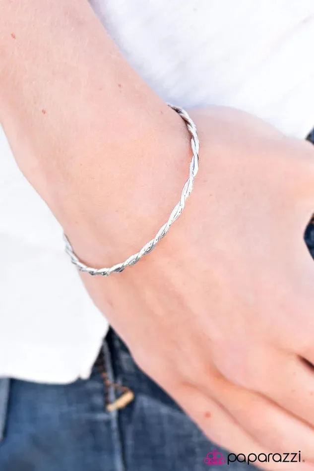 Paparazzi Jewelry Bracelets Paparazzi Bracelet Twist and SHIMMER Silver