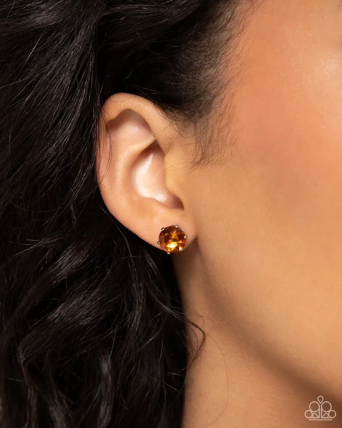Paparazzi Jewelry Earrings Paparazzi Earring Breathtaking Birthstone Orange