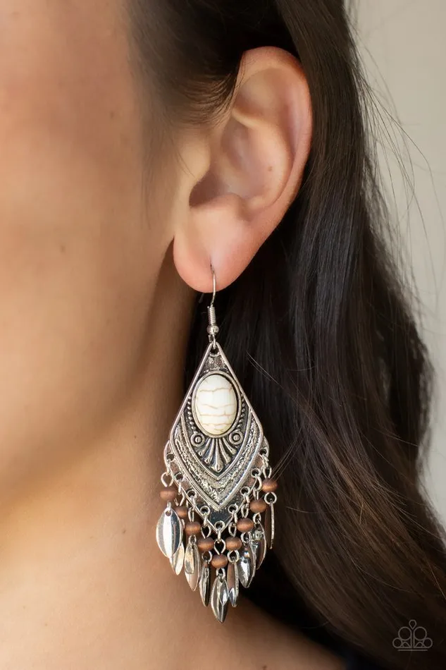 Paparazzi Jewelry Earrings Paparazzi Earring Earthy Etiquette White