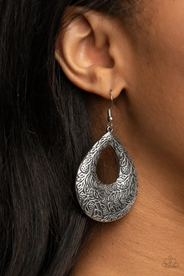 Paparazzi Jewelry Earrings Paparazzi Earring Flirtatiously Flourishing Silver