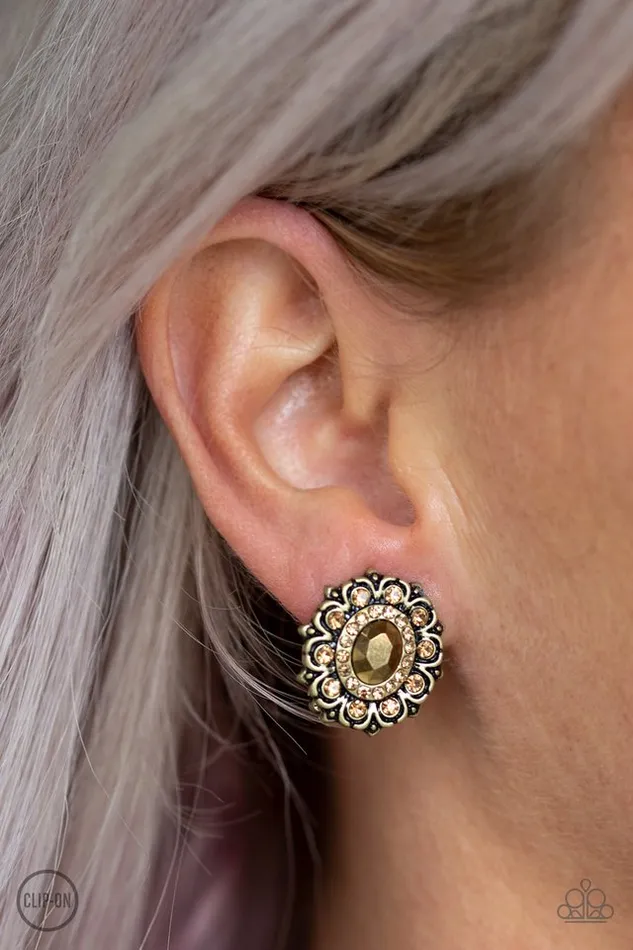 Paparazzi Jewelry Earrings Paparazzi Earring Flowering Dazzle Brass